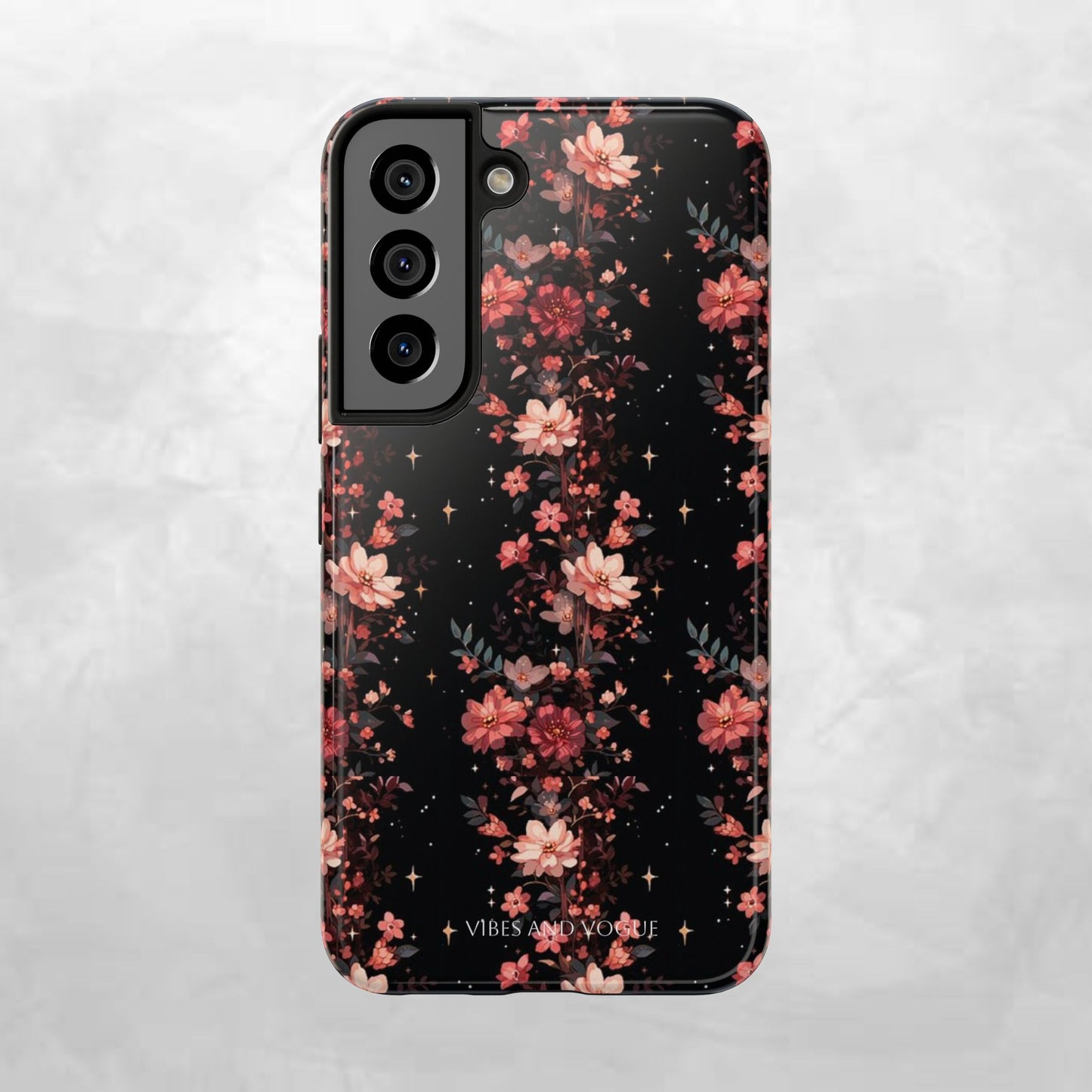 Floral Galaxy Phone Case – Dark Pink Blossom Tough Protective Case