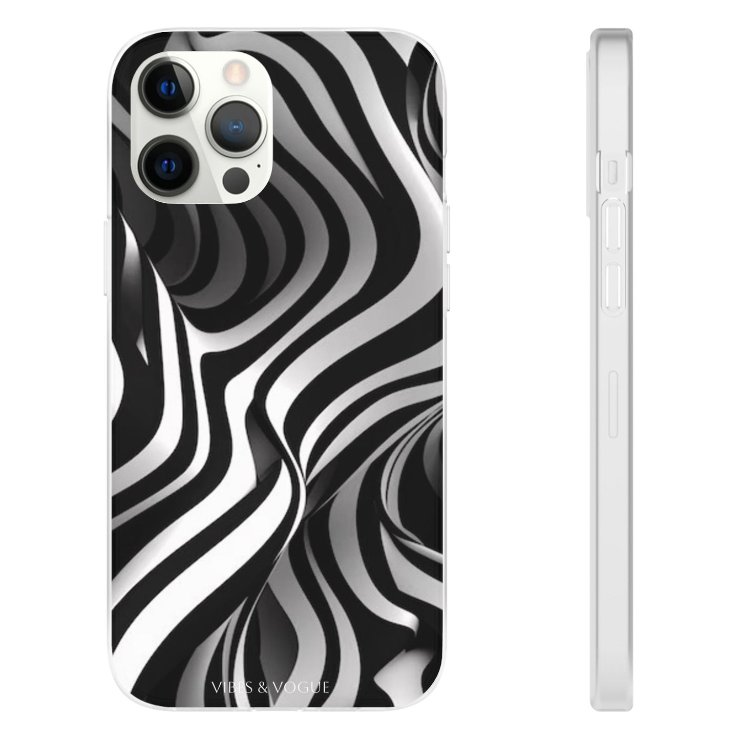 Stylish Phone Cases, Trendy Flexi Cases for iPhone, Black and White Art Case, Gifts for Him/Her, Phone Accessories, Unique Design