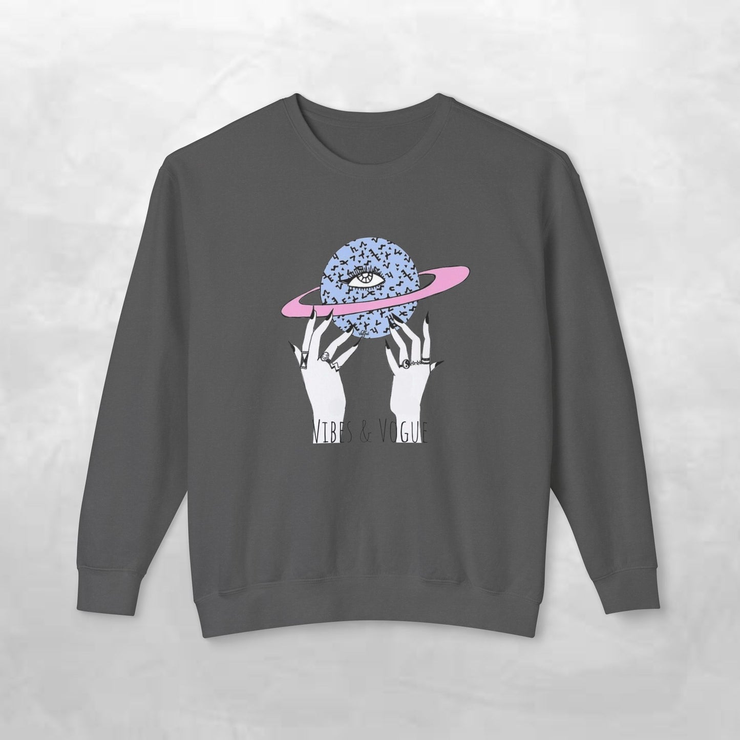 Cosmic Vibes Unisex Lightweight Crewneck Sweatshirt - Perfect for Casual Wear, Gift for Friends, Space Theme, Festivals, Everyday Comfort