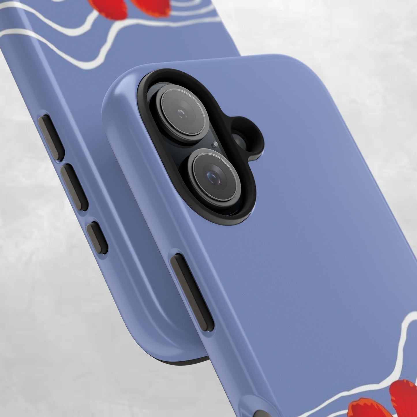 Tough Phone Case — Red Hibiscus Waves (Durable Protective Phone Cover)