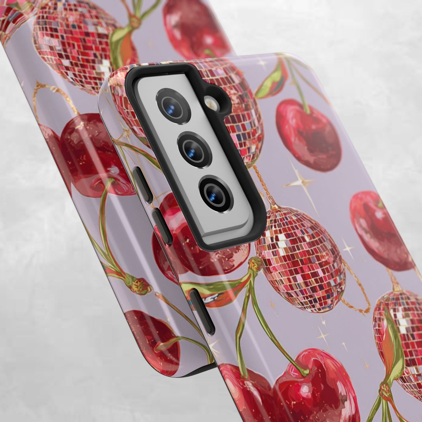Disco Cherry Tough Phone Case — Retro Sparkle iPhone Protection