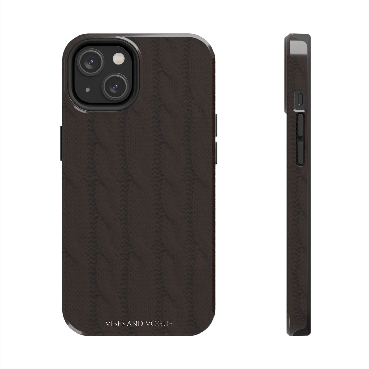Cable Knit Chocolate Tough Phone Case — Vibes and Vogue Protective Cover