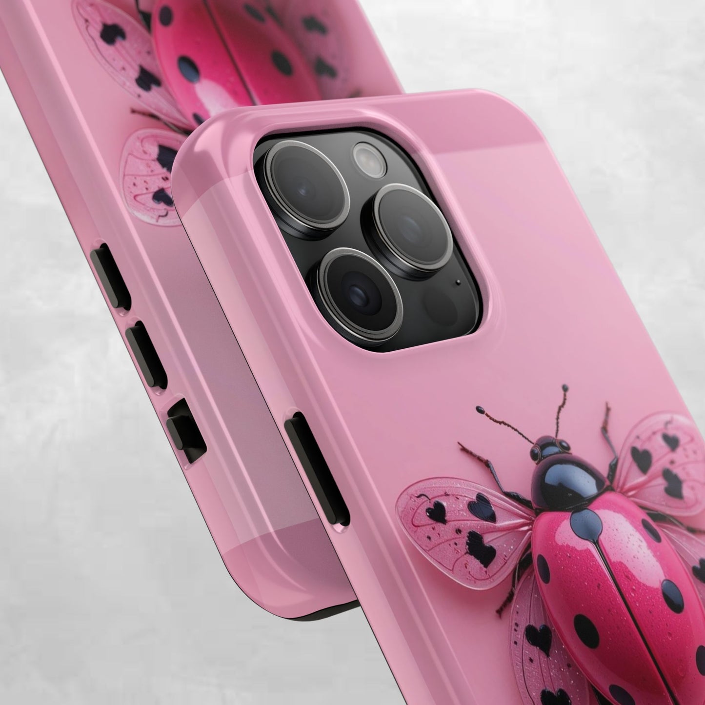 Pink Ladybug Tough Phone Case, Cute Phone Cover, Bug Lover Gift, Durable Smartphone Shell, Protective Tech Accessory