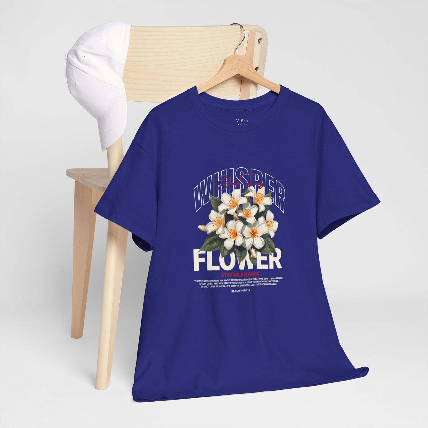 Floral "Whisper Flower" Graphic Tee — Vintage Plumeria Blossom Shirt