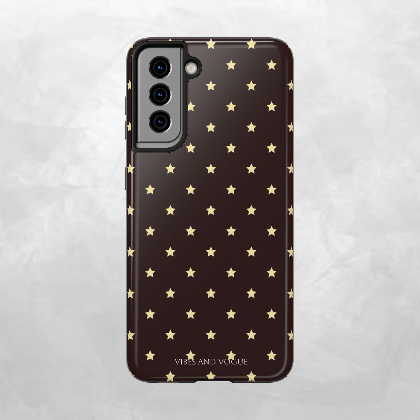 Star Pattern Tough Phone Case — Gold Stars on Chocolate Brown