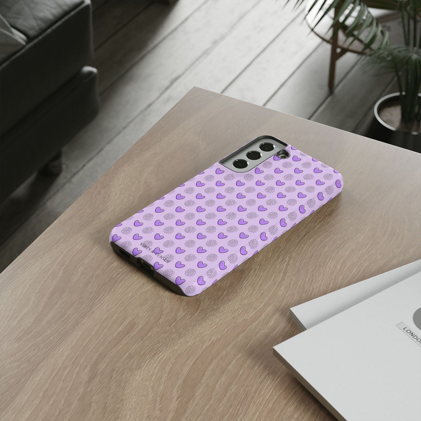 Purple Heart Pattern Phone Case - Tough Cases for a Stylish & Protective Vibe