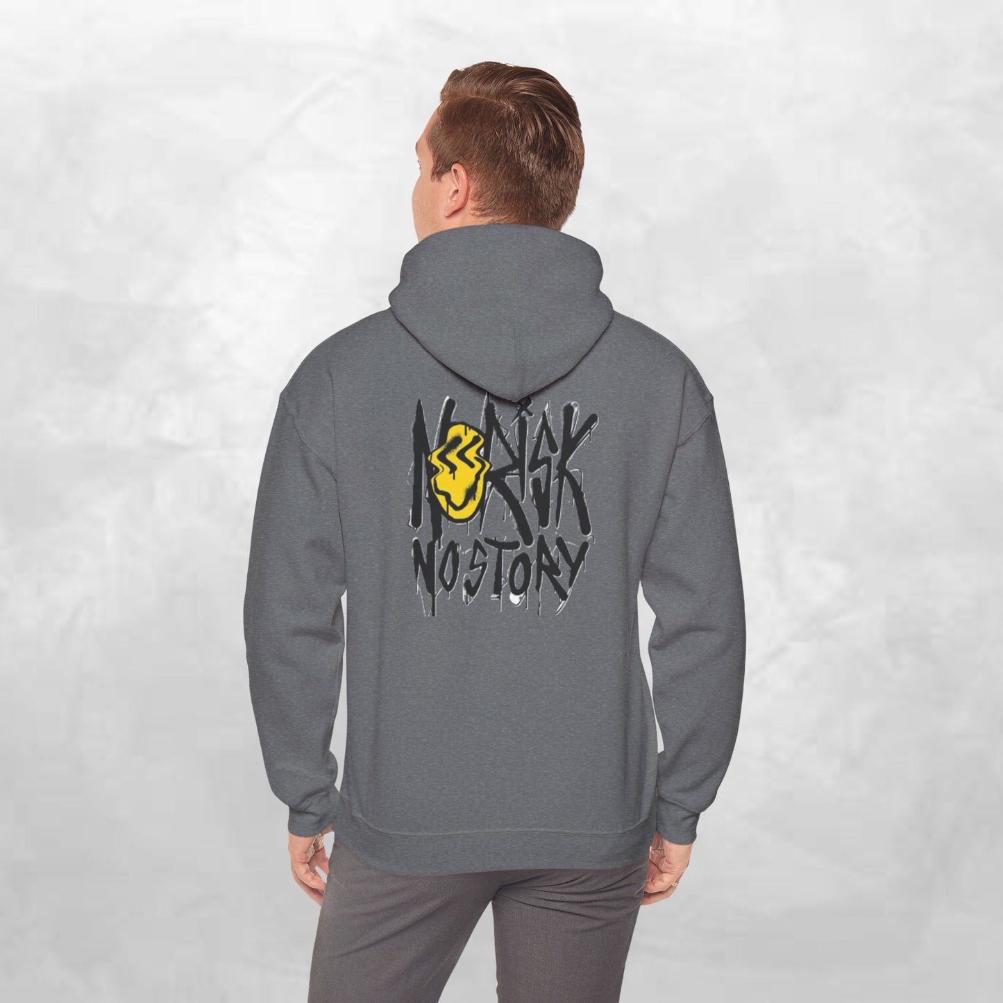 Unisex Heavy Blend Hooded Sweatshirt, Cozy Casual Wear, Trendy Street Style, Gift for Friends, Vibes & Vogue Design, Norisk No Story Hoodie