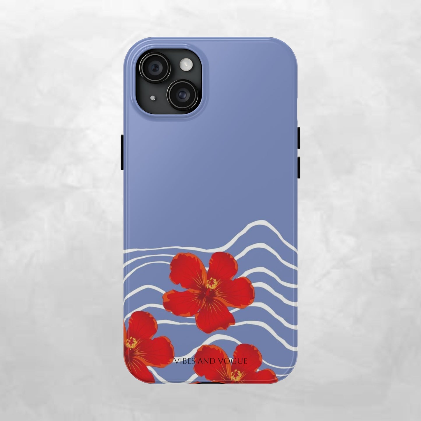 Tough Phone Case — Red Hibiscus Waves (Durable Protective Phone Cover)