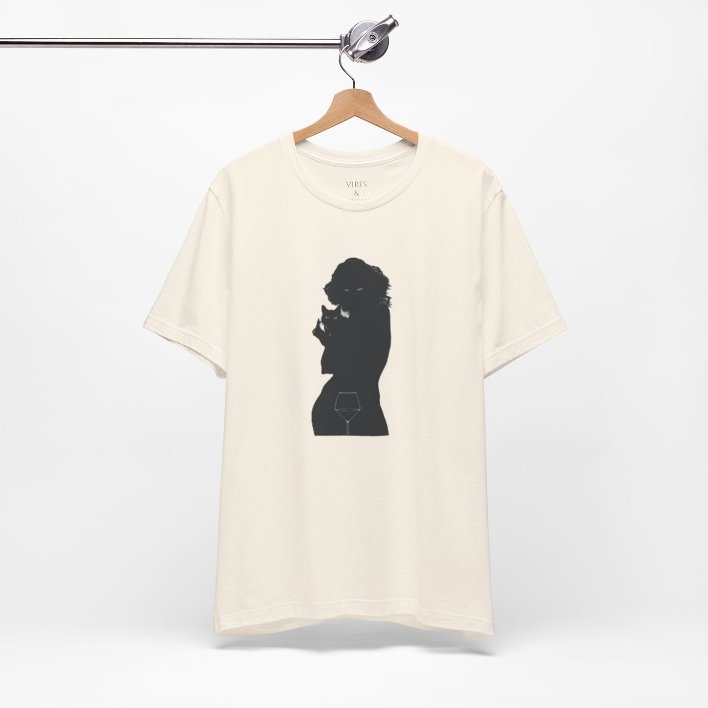 Unisex Silhouette Tee for Stylish Nights, Trendy Casual Wear, Gift for Her, Wine Lover Shirt, Cozy Evening Outfit