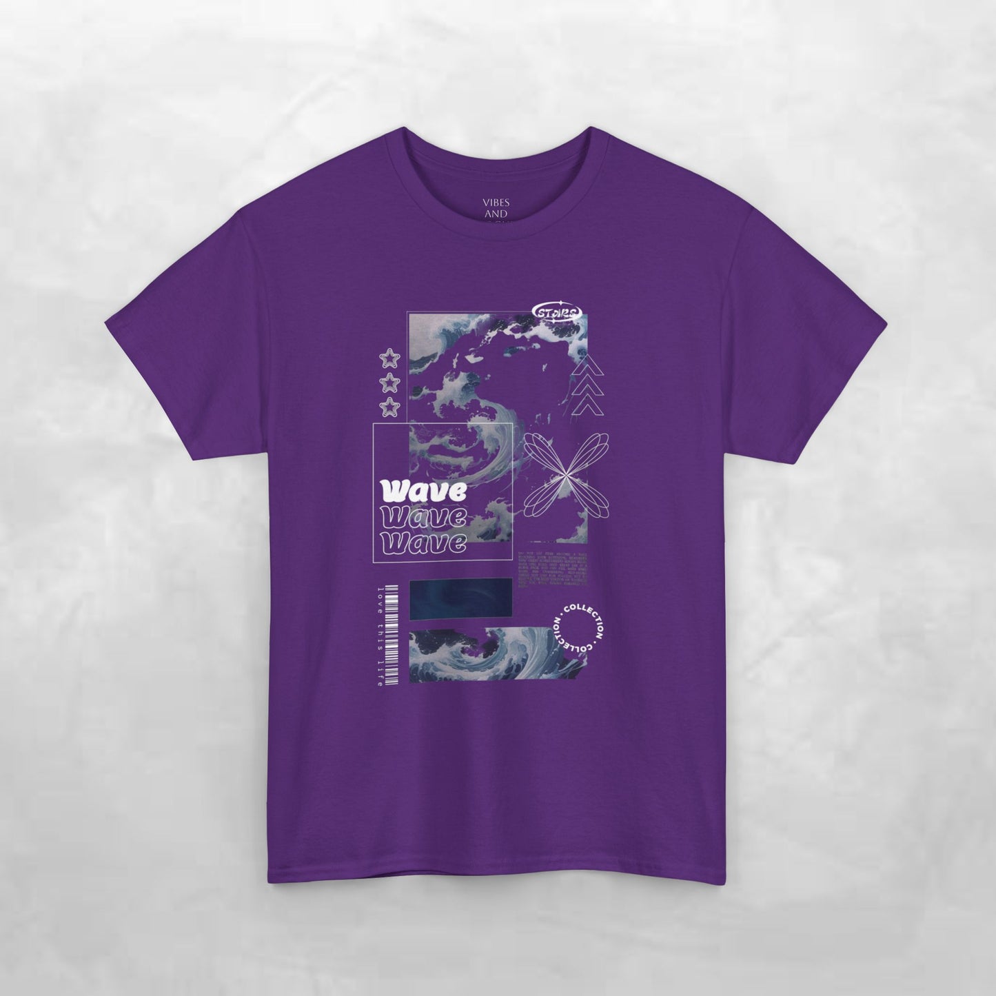 Wave Graphic Tee — Retro Surf Collage T-Shirt