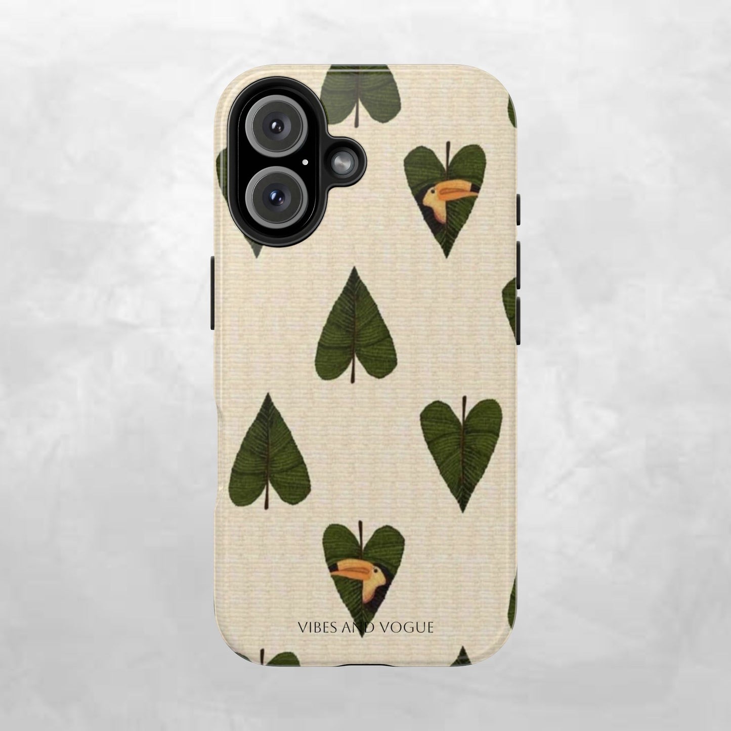 Tough Phone Case — Green Leaf Heart Pattern Tough Phone Case (Vibes and Vogue)