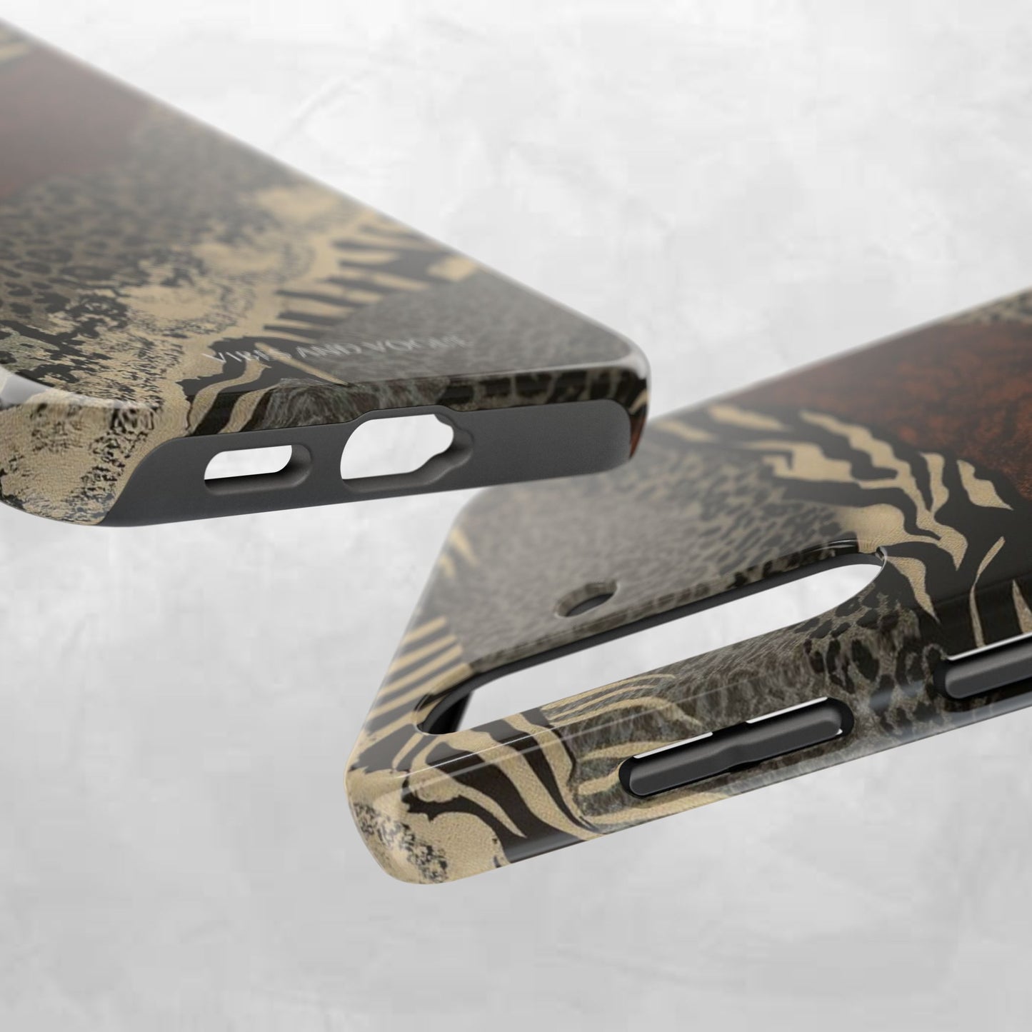 Safari Patchwork Tough Phone Case — Brown Leopard & Zebra Animal Print