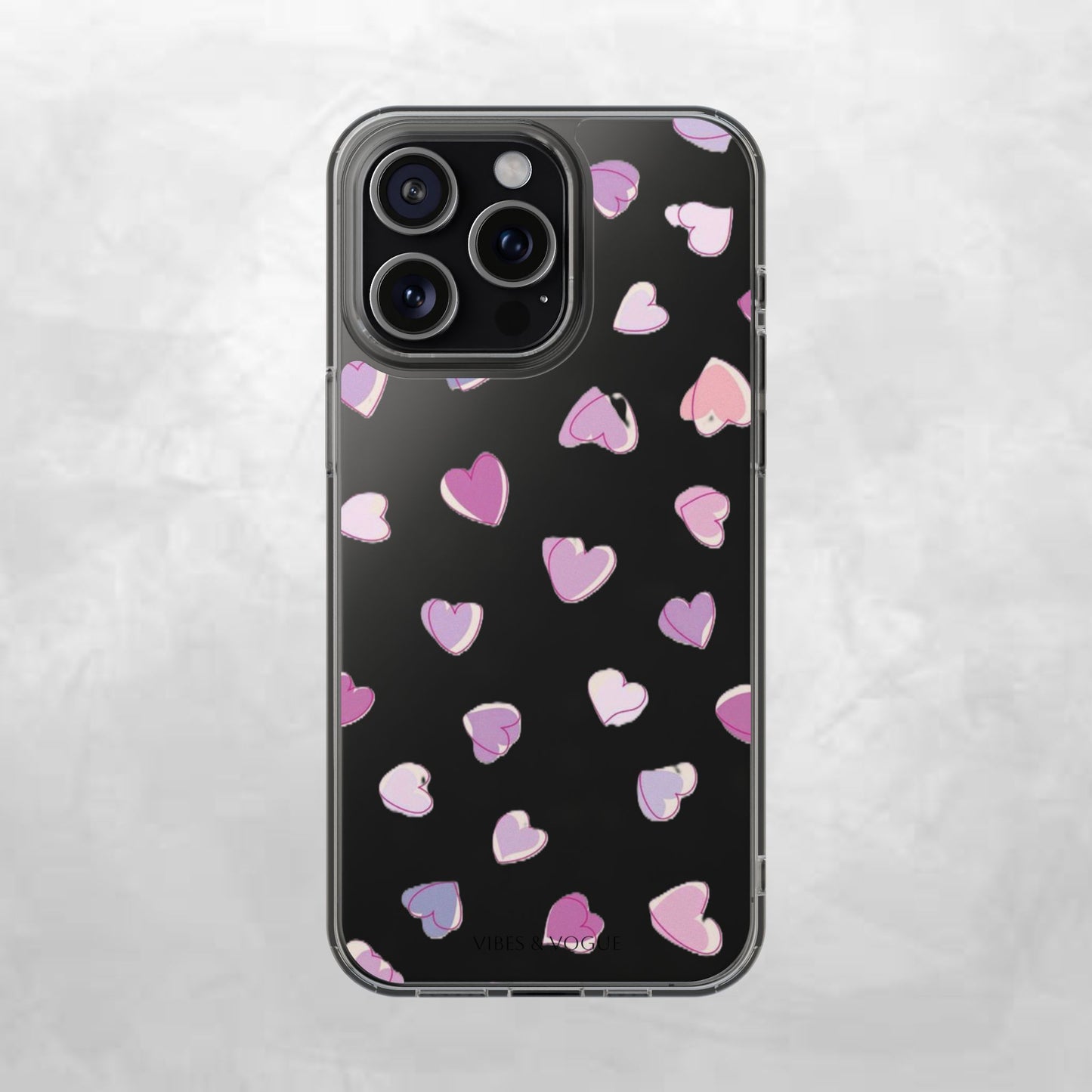 Heart Pattern Clear Case, Cute Phone Cover, Valentine's Day Gift, Trendy Phone Accessory, Love Theme Case