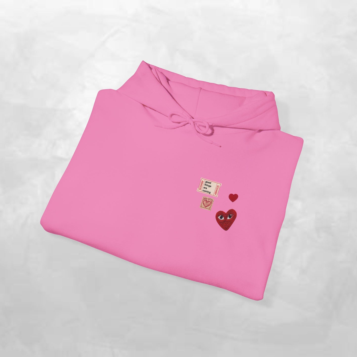 Hoodie — Tiny Vintage Valentine Hearts Chest Print