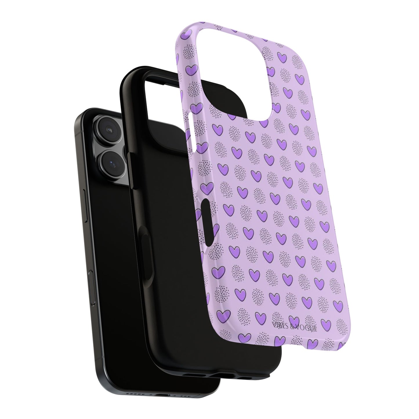 Purple Heart Pattern Phone Case - Tough Cases for a Stylish & Protective Vibe