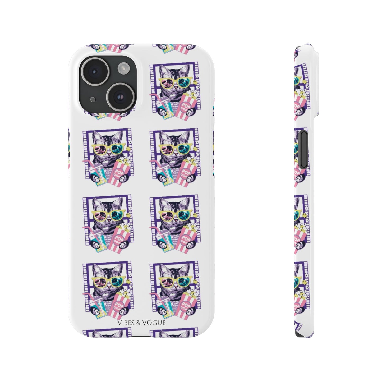 Cat Lover's Slim Phone Cases, Cute Cat Phone Covers, Pet-Themed Accessories, Gifts for Cat Lovers, Vibrant Patterned Cases