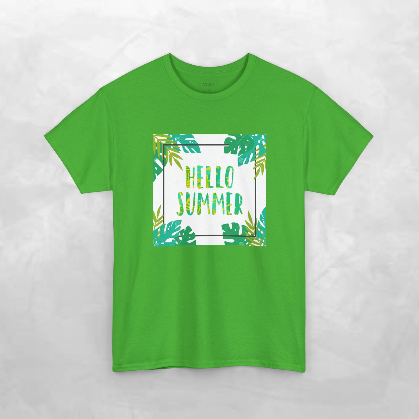 Hello Summer Unisex Heavy Cotton Tee – Tropical Vibe Summer Shirt