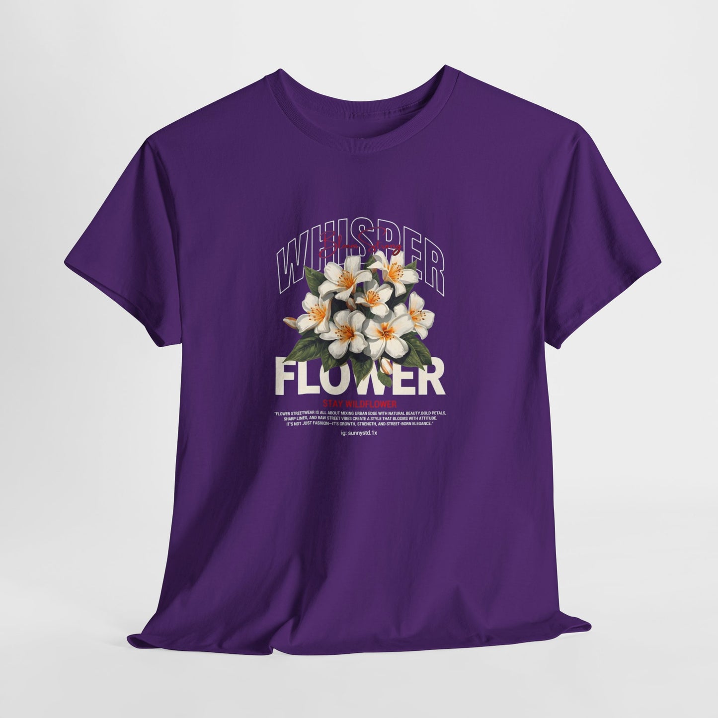 Floral "Whisper Flower" Graphic Tee — Vintage Plumeria Blossom Shirt