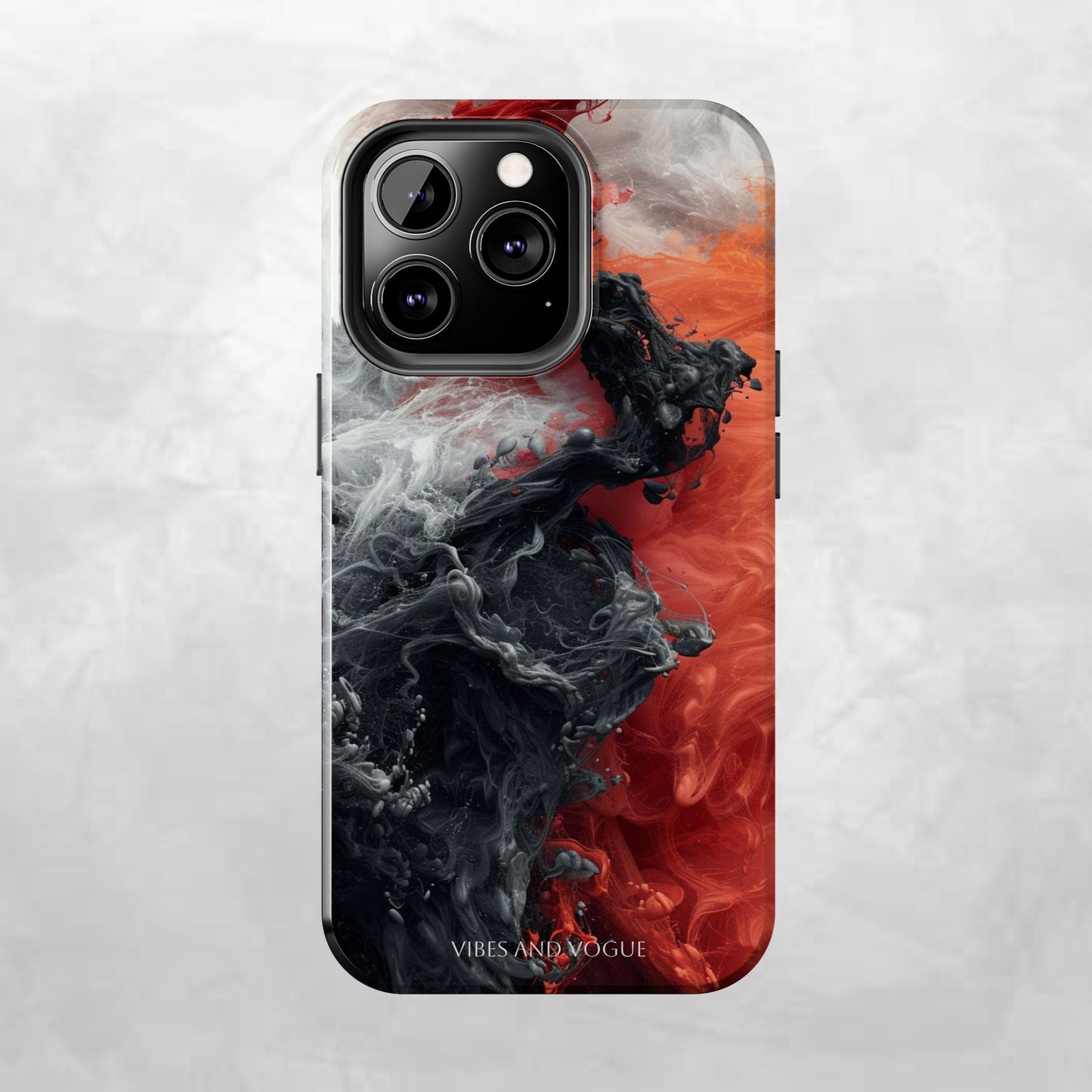 Abstract Red & Black Smoke Tough Phone Case — Vibes and Vogue Protective Cover