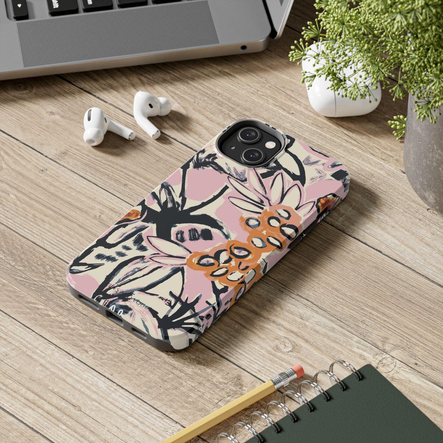 Purple Ocean Creatures Tough Phone Case — Jellyfish, Turtle & Floral Protective Cover