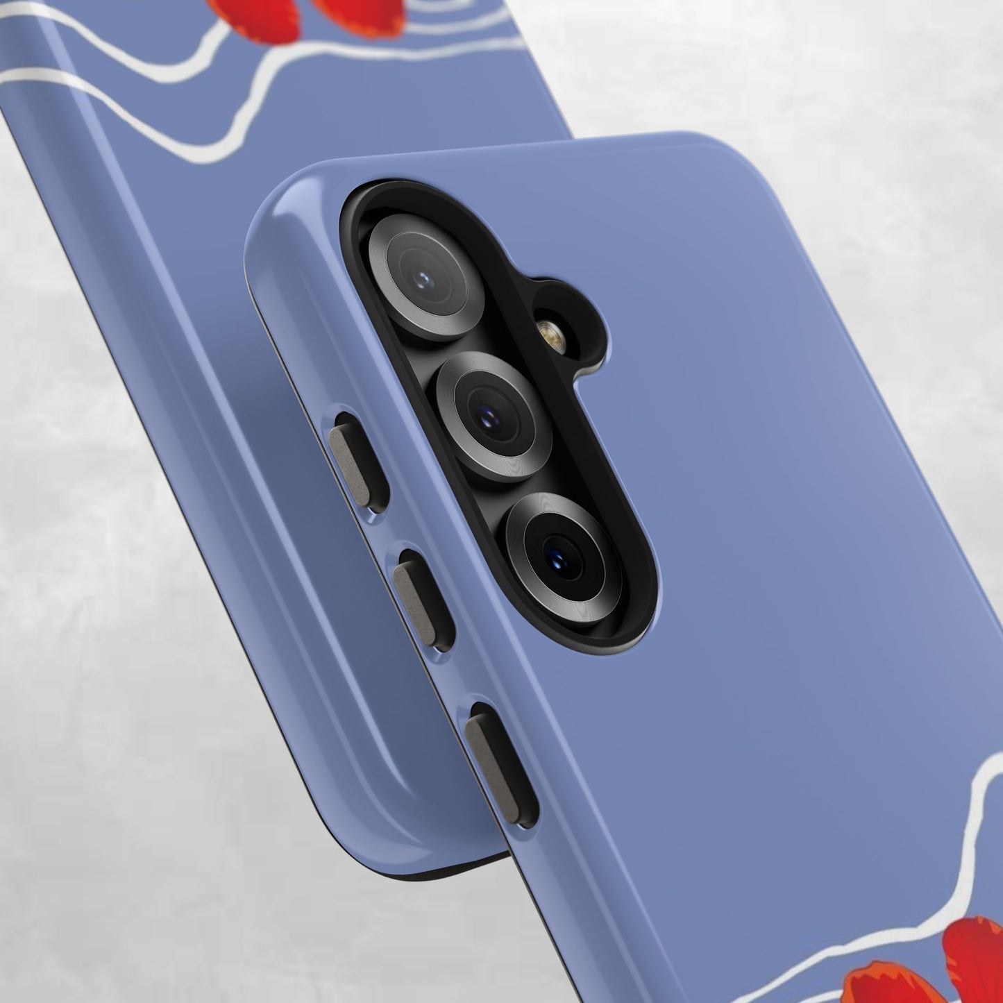Tough Phone Case — Red Hibiscus Waves (Durable Protective Phone Cover)