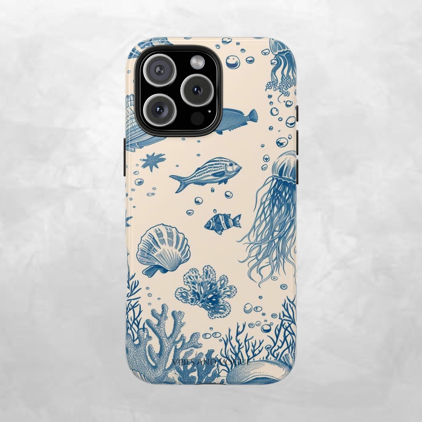 Ocean Blue Marine Pattern Tough Phone Case