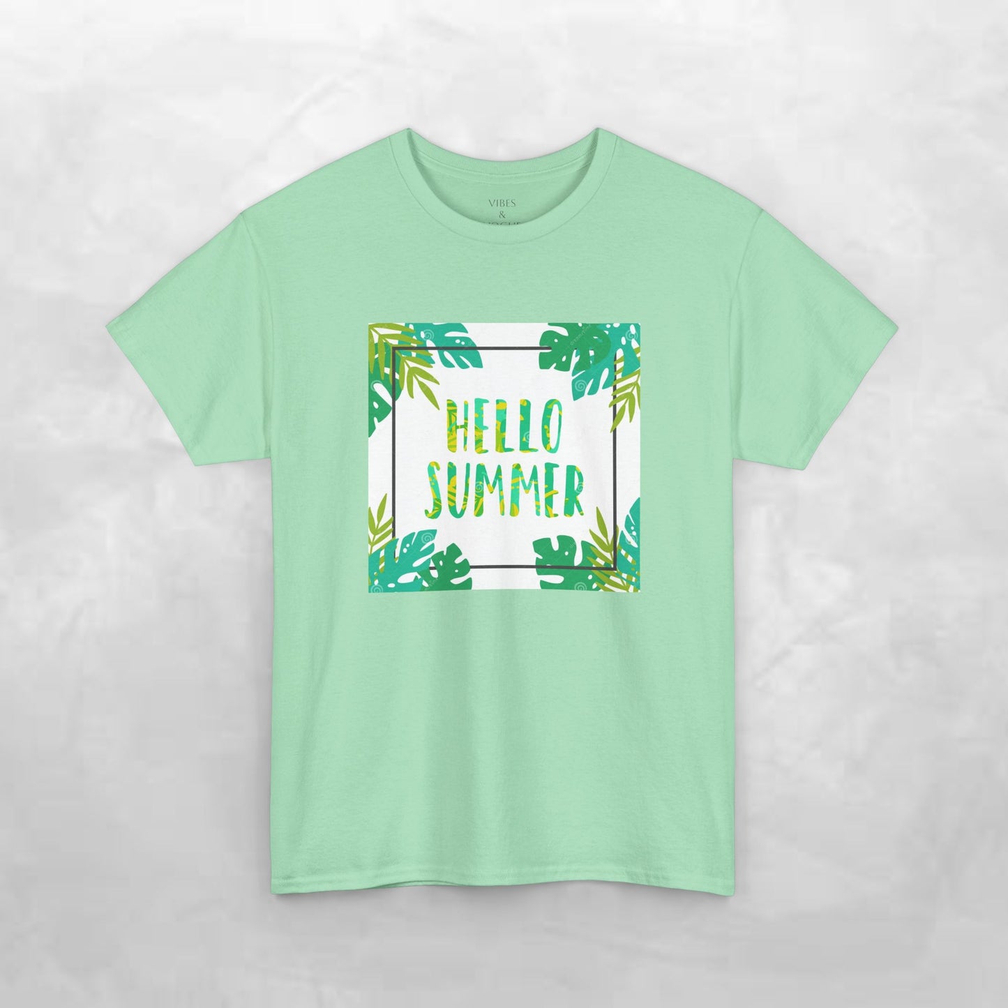Hello Summer Unisex Heavy Cotton Tee – Tropical Vibe Summer Shirt