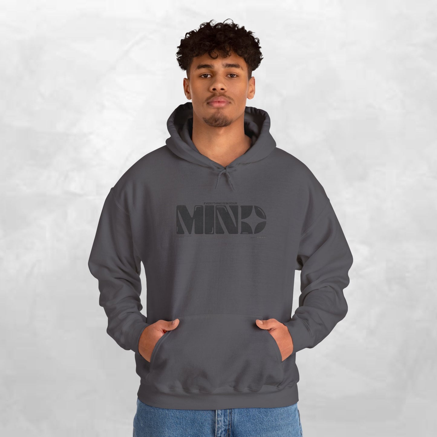 Mind Logo Hoodie — Minimalist Black Typography Pullover
