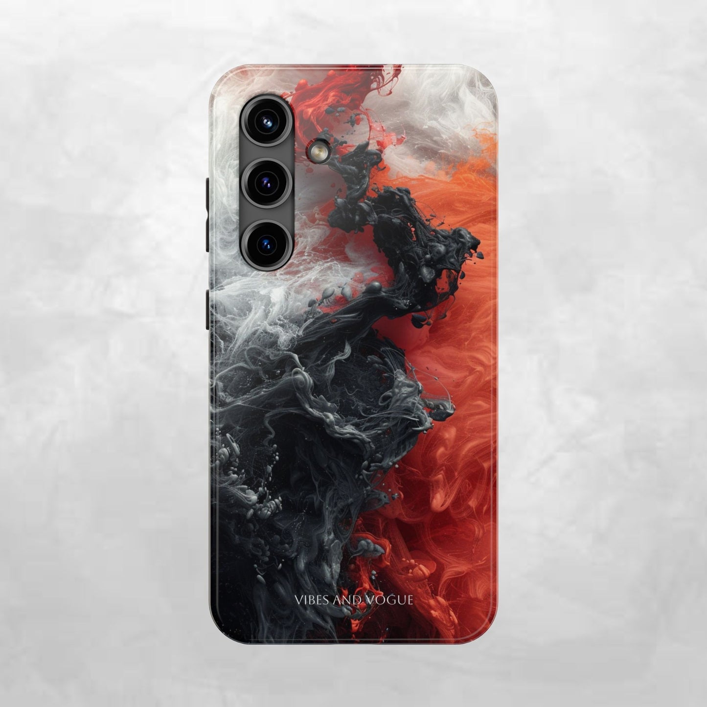 Abstract Red & Black Smoke Tough Phone Case — Vibes and Vogue Protective Cover