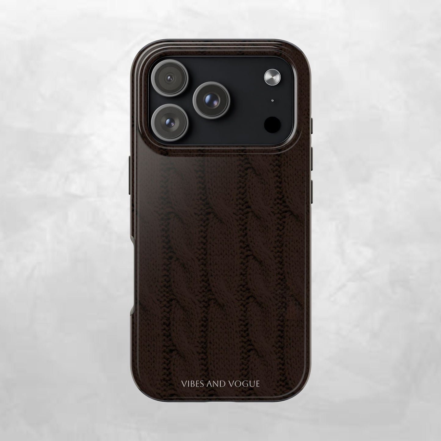 Cable Knit Chocolate Tough Phone Case — Vibes and Vogue Protective Cover