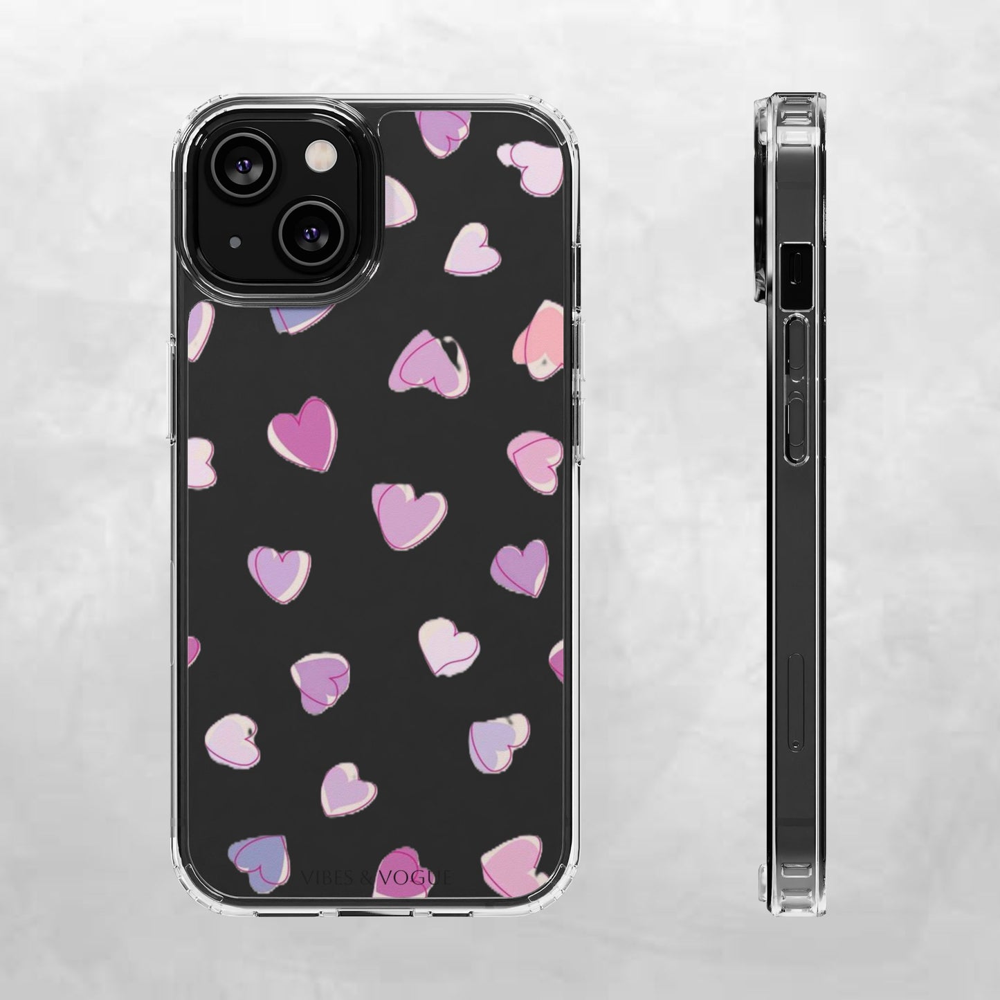 Heart Pattern Clear Case, Cute Phone Cover, Valentine's Day Gift, Trendy Phone Accessory, Love Theme Case