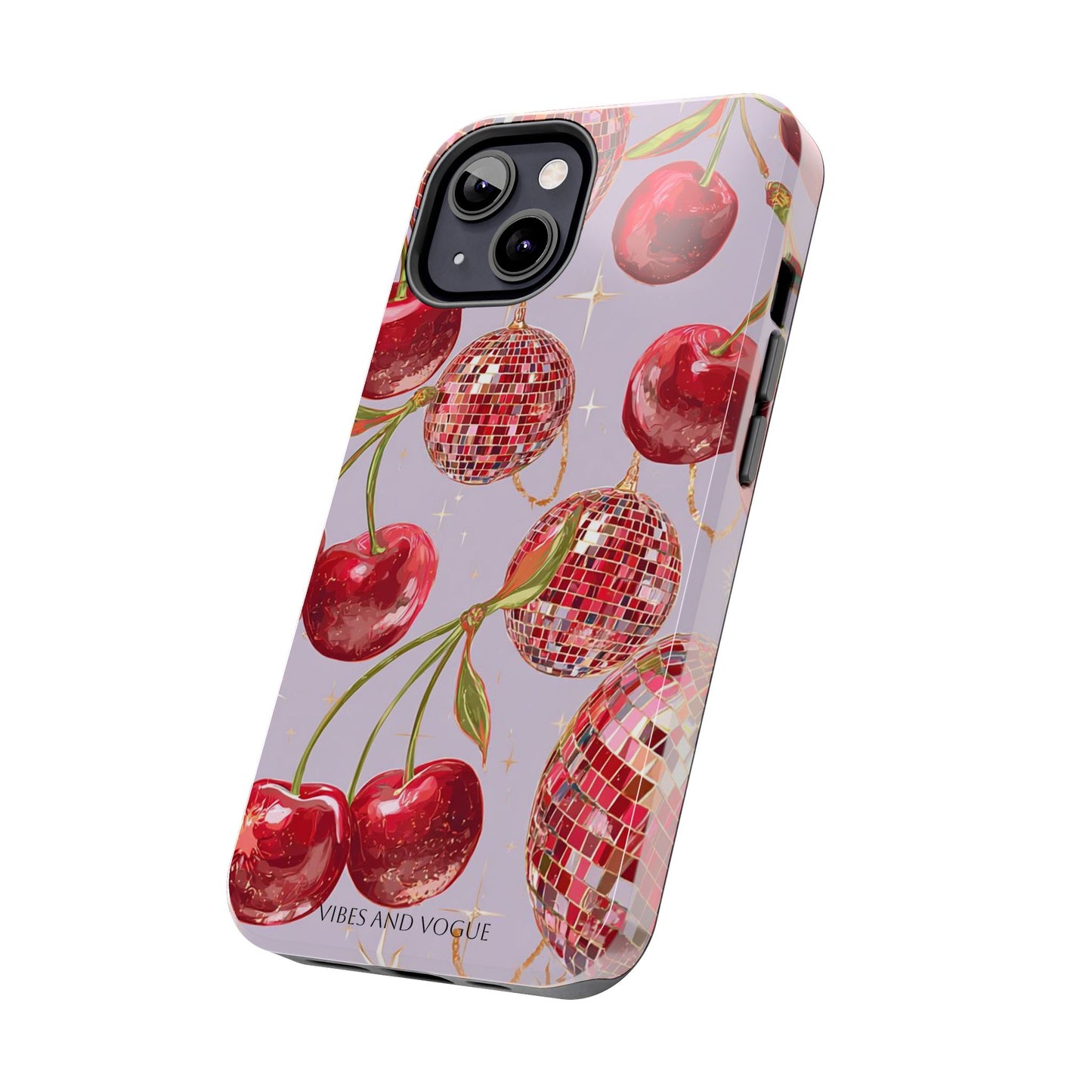 Disco Cherry Tough Phone Case — Retro Sparkle iPhone Protection
