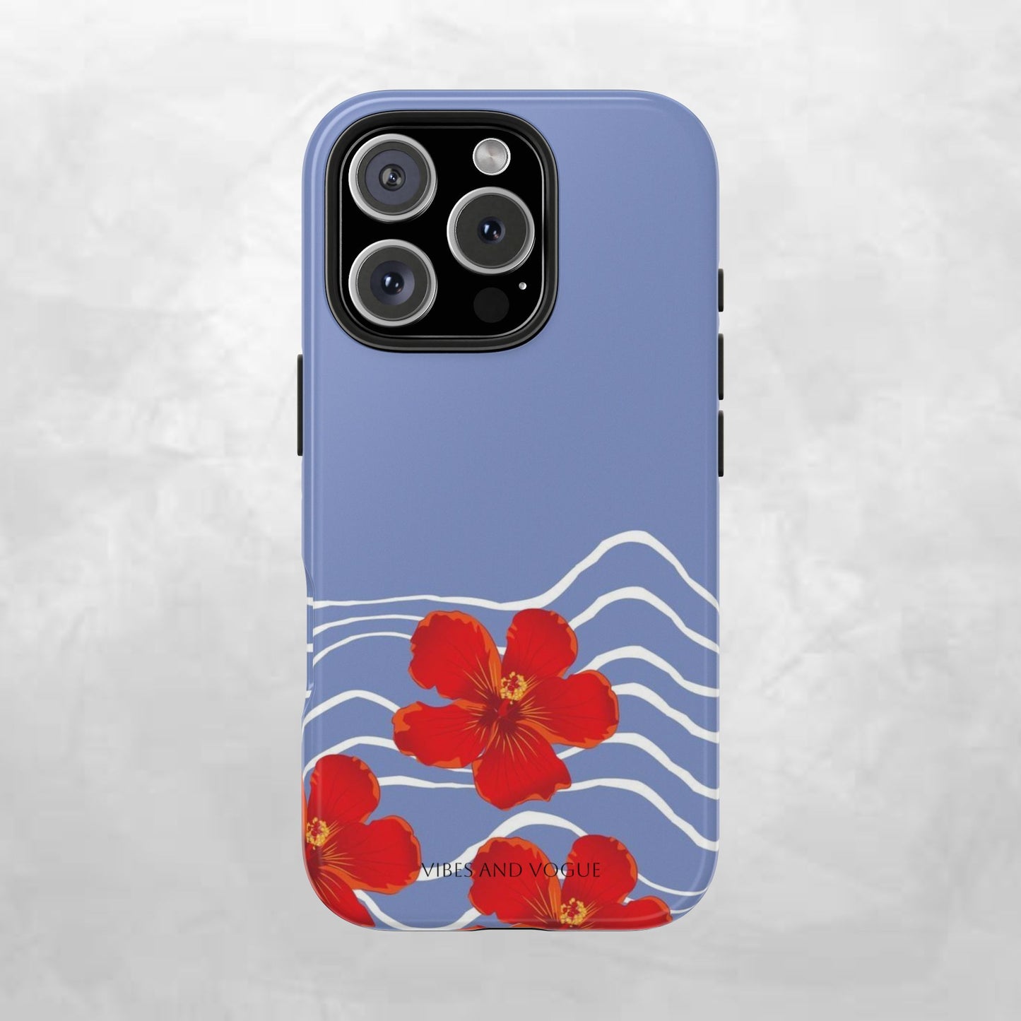 Tough Phone Case — Red Hibiscus Waves (Durable Protective Phone Cover)