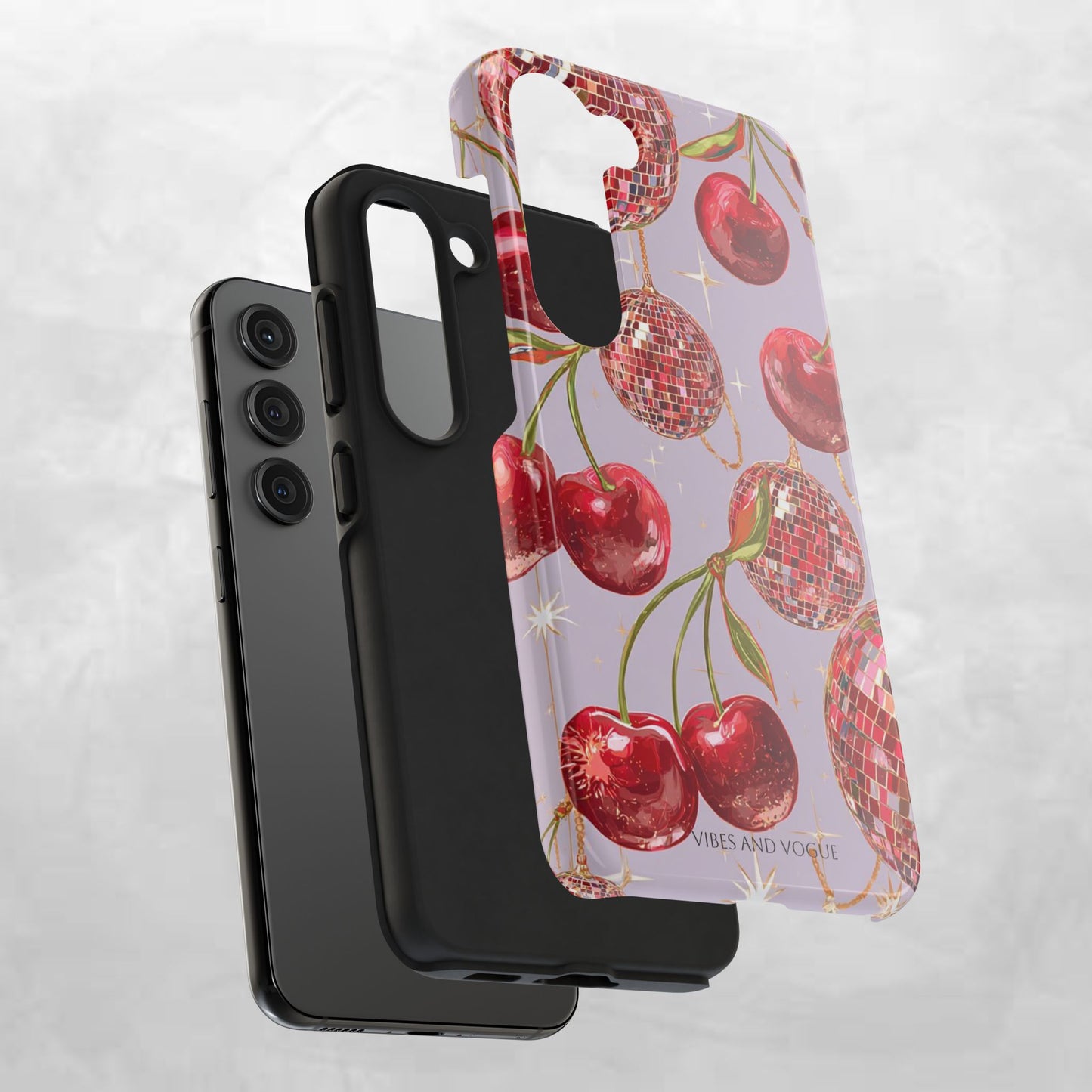 Disco Cherry Tough Phone Case — Retro Sparkle iPhone Protection