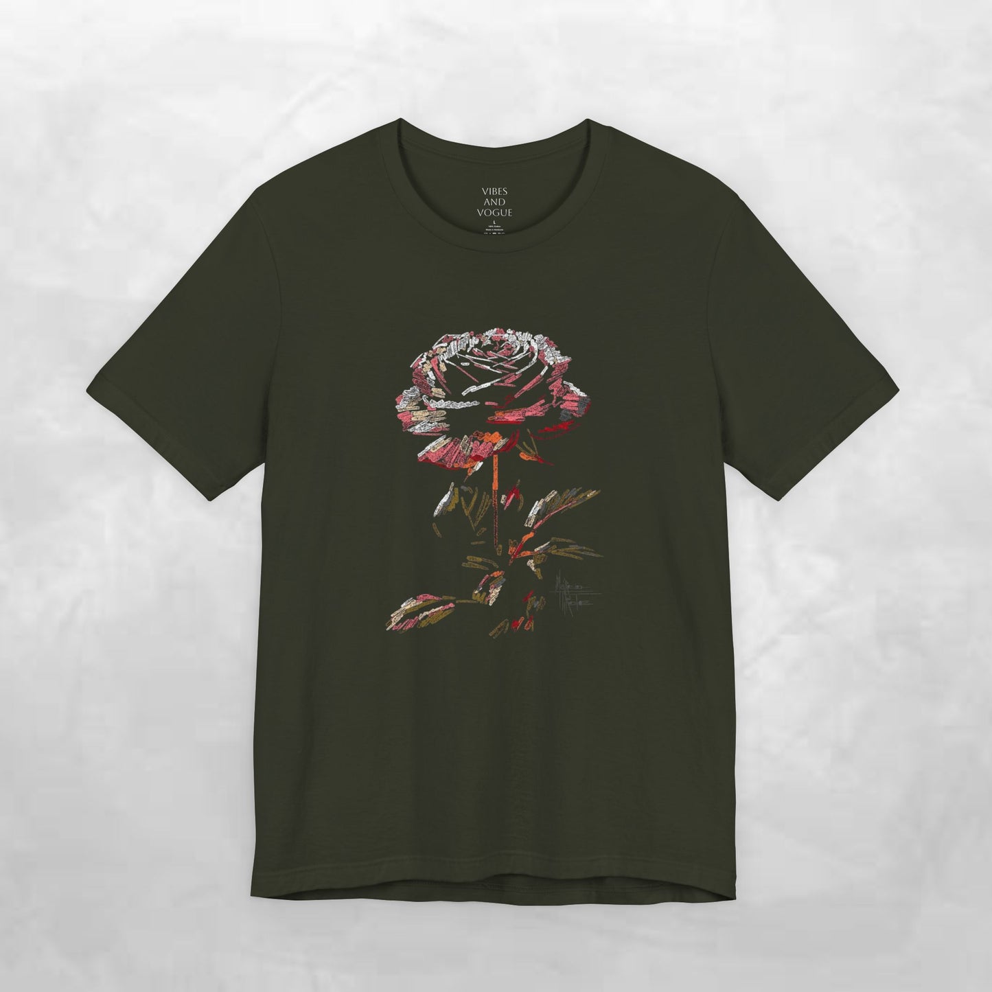 Vintage Rose Tee — Dark Floral Graphic T-Shirt