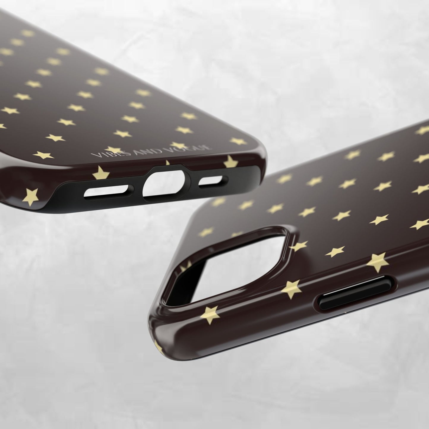 Star Pattern Tough Phone Case — Gold Stars on Chocolate Brown
