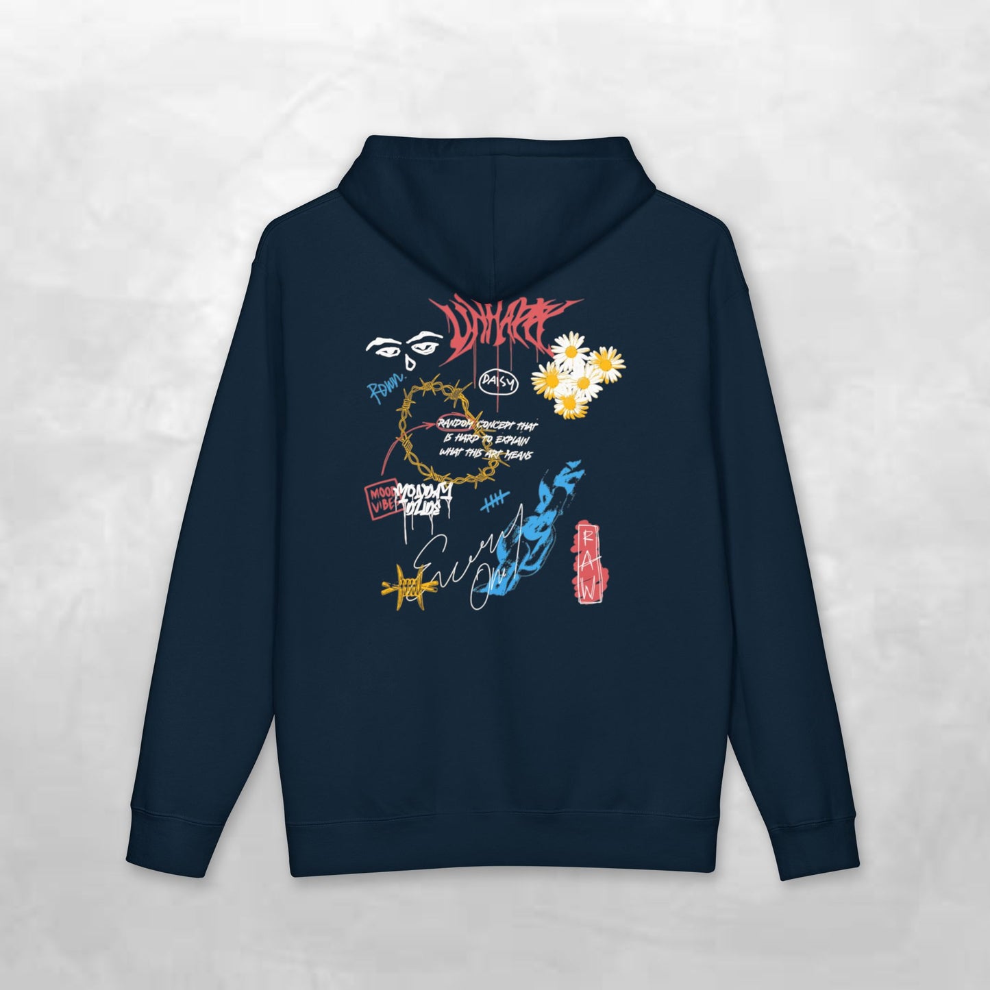 Graphic Hoodie — Collage Floral & Handwritten Logo Back Print