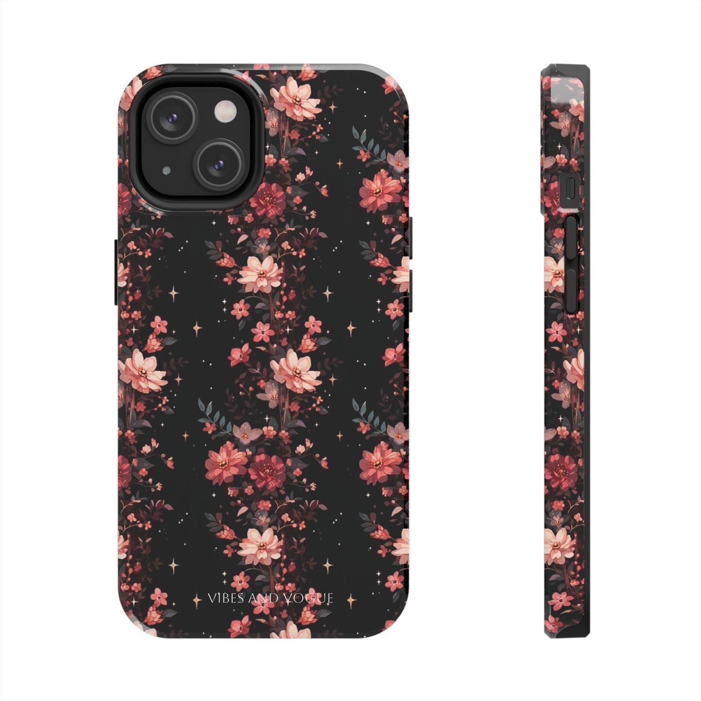Floral Galaxy Phone Case – Dark Pink Blossom Tough Protective Case