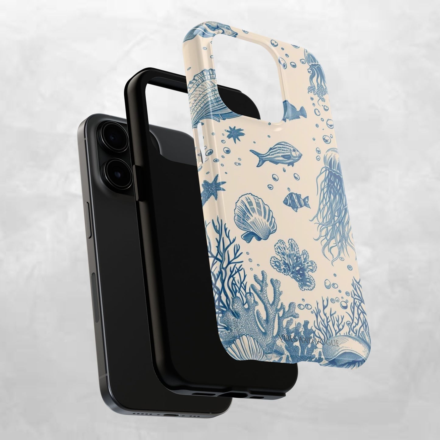 Ocean Blue Marine Pattern Tough Phone Case