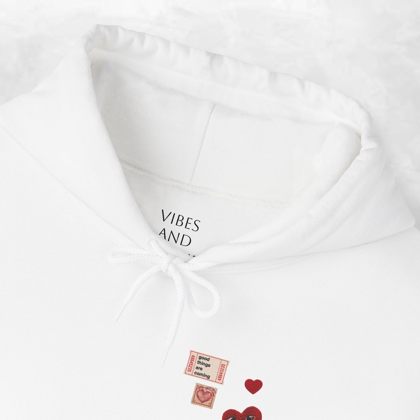 Hoodie — Tiny Vintage Valentine Hearts Chest Print