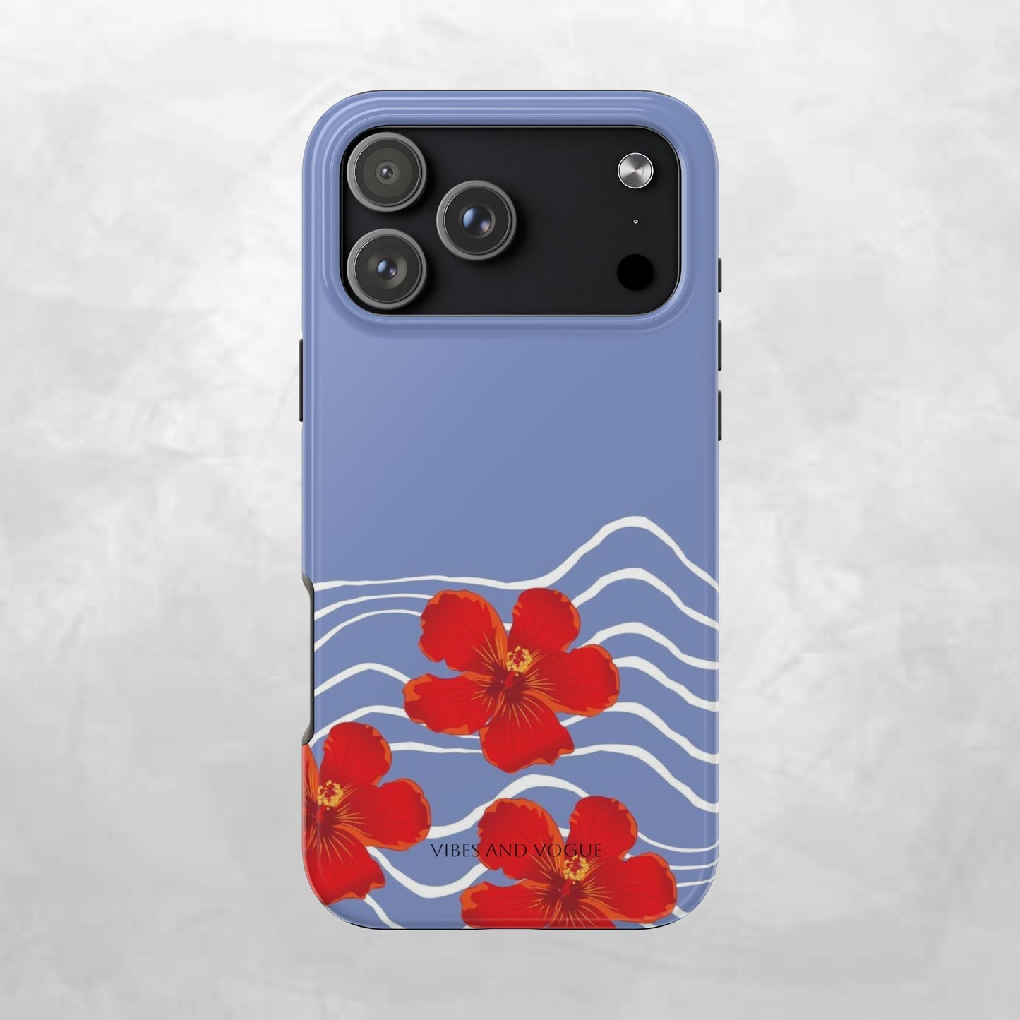 Tough Phone Case — Red Hibiscus Waves (Durable Protective Phone Cover)