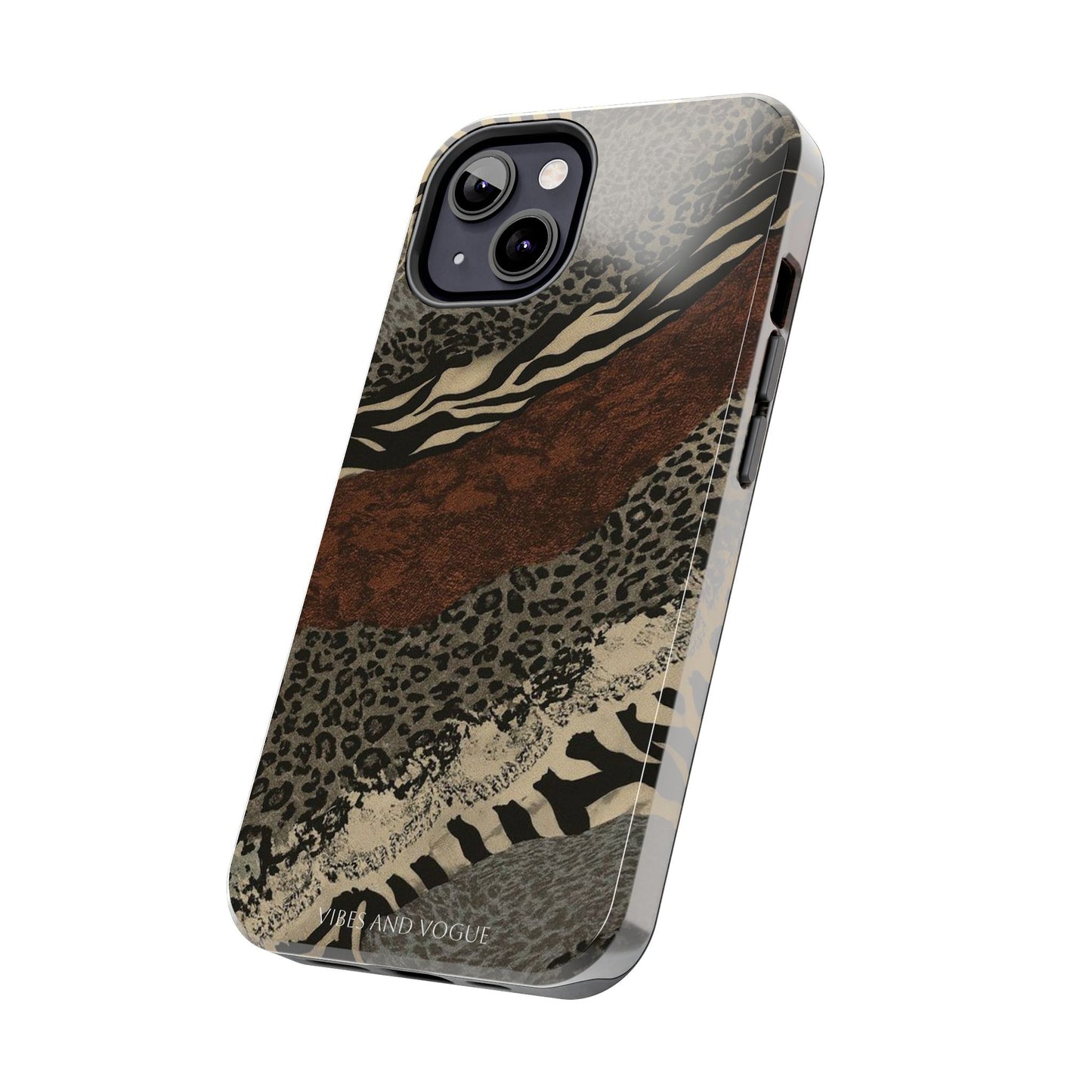 Safari Patchwork Tough Phone Case — Brown Leopard & Zebra Animal Print