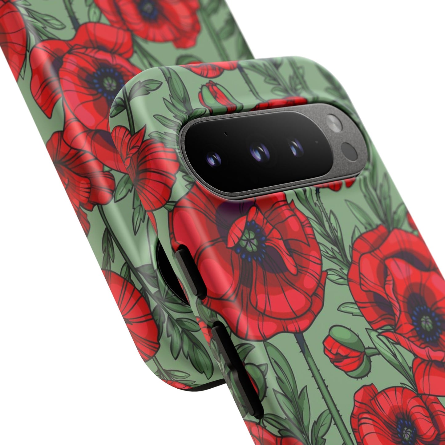 Floral Tough Case - Red Poppy Design for iPhone