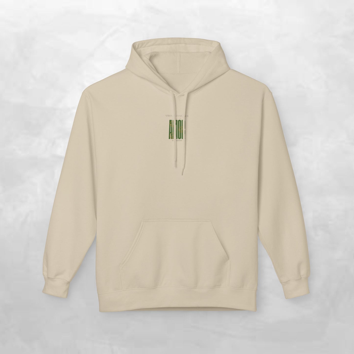 Amor Graphic Hoodie — Green Vintage Script Love Design