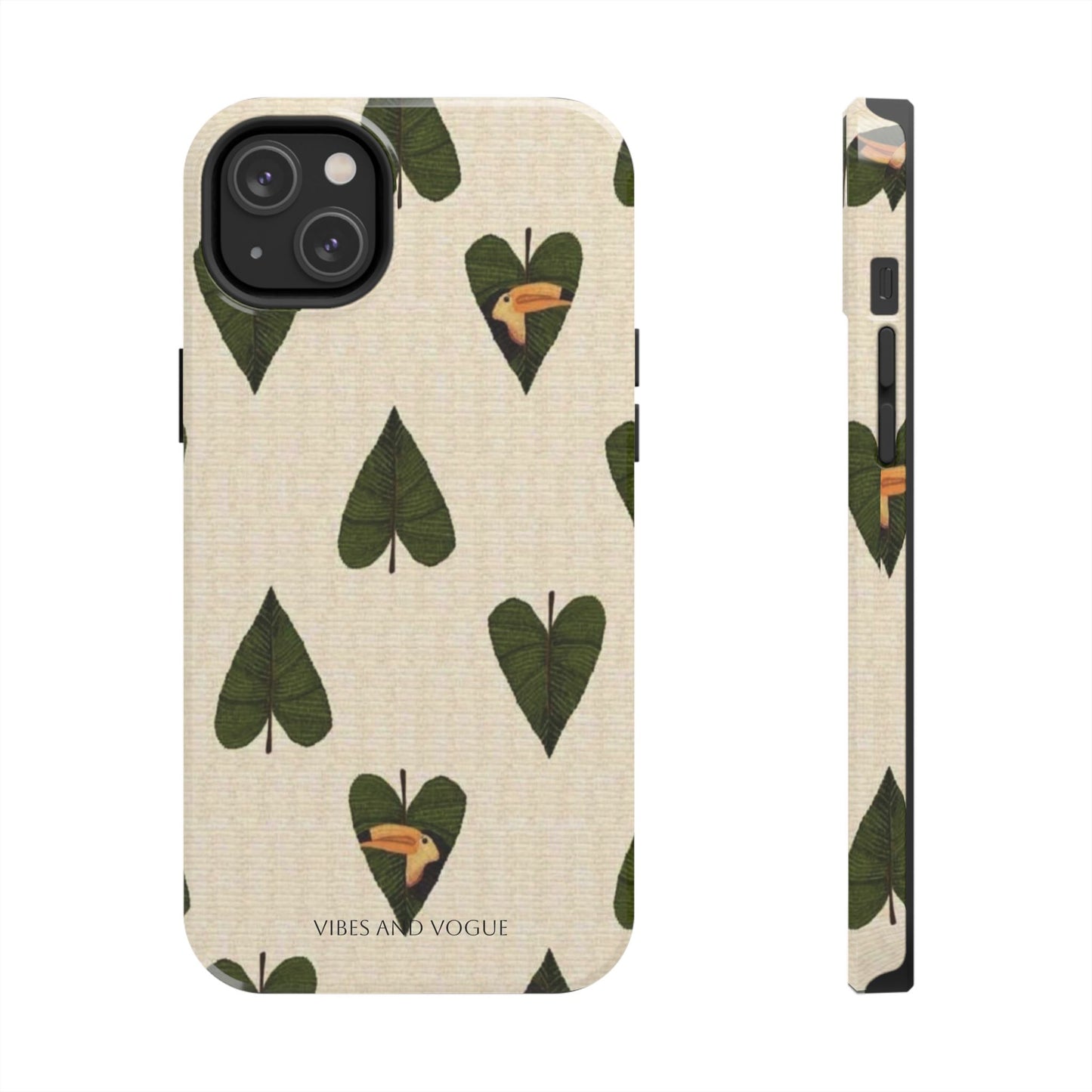 Tough Phone Case — Green Leaf Heart Pattern Tough Phone Case (Vibes and Vogue)