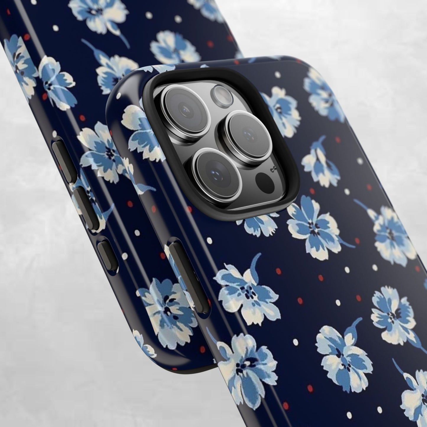 Floral Navy Tough Phone Case — Blue Blossom Protective Phone Cover