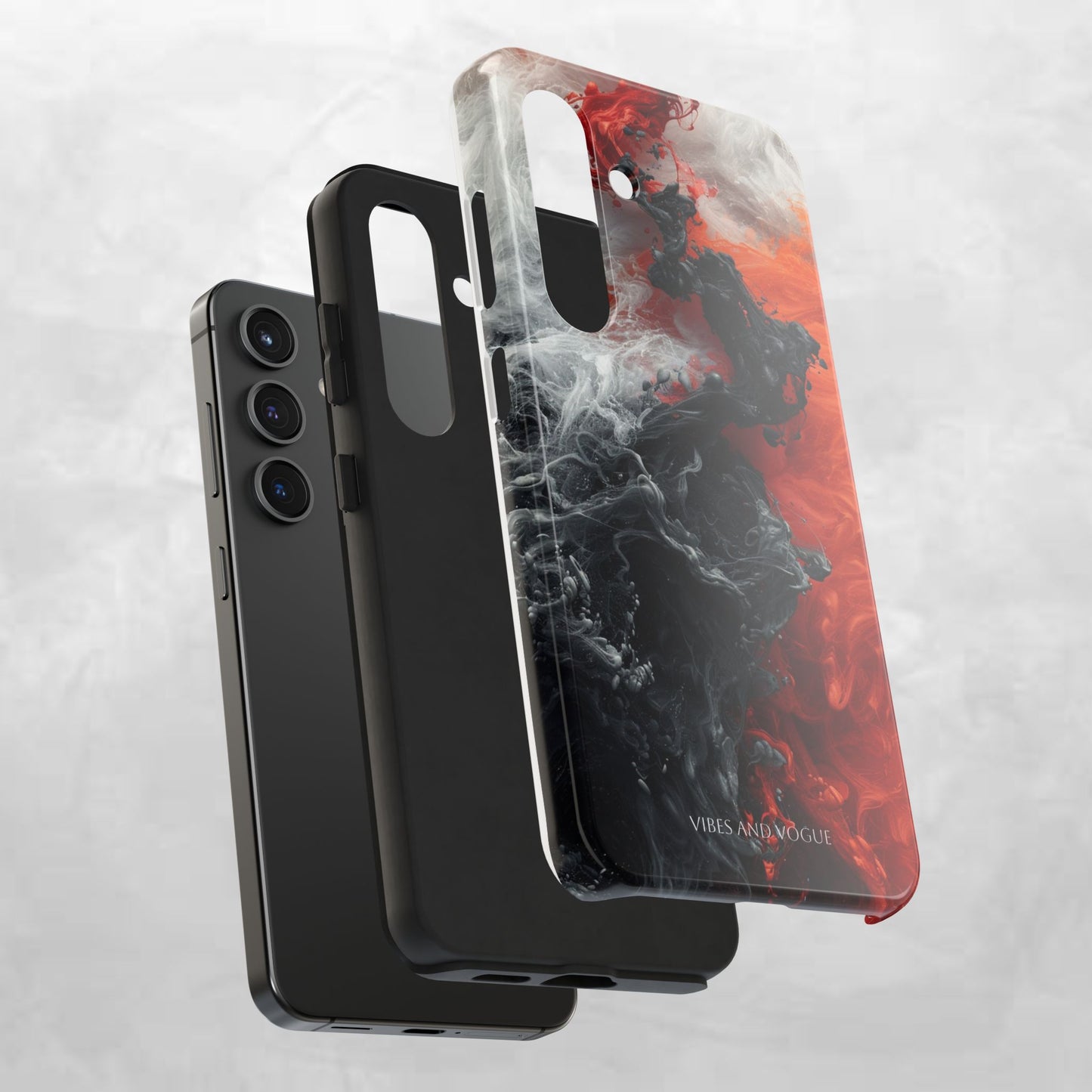 Abstract Red & Black Smoke Tough Phone Case — Vibes and Vogue Protective Cover