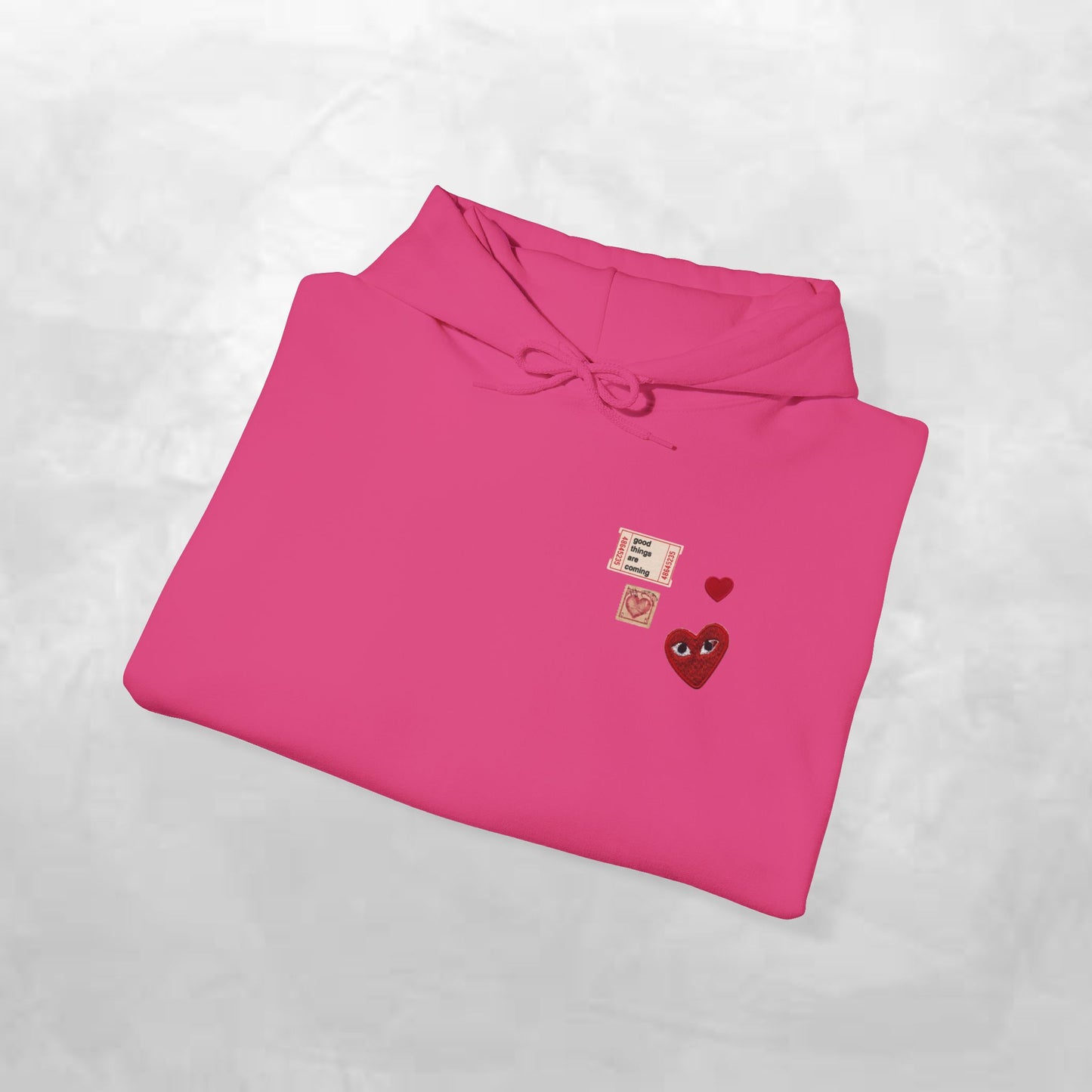 Hoodie — Tiny Vintage Valentine Hearts Chest Print