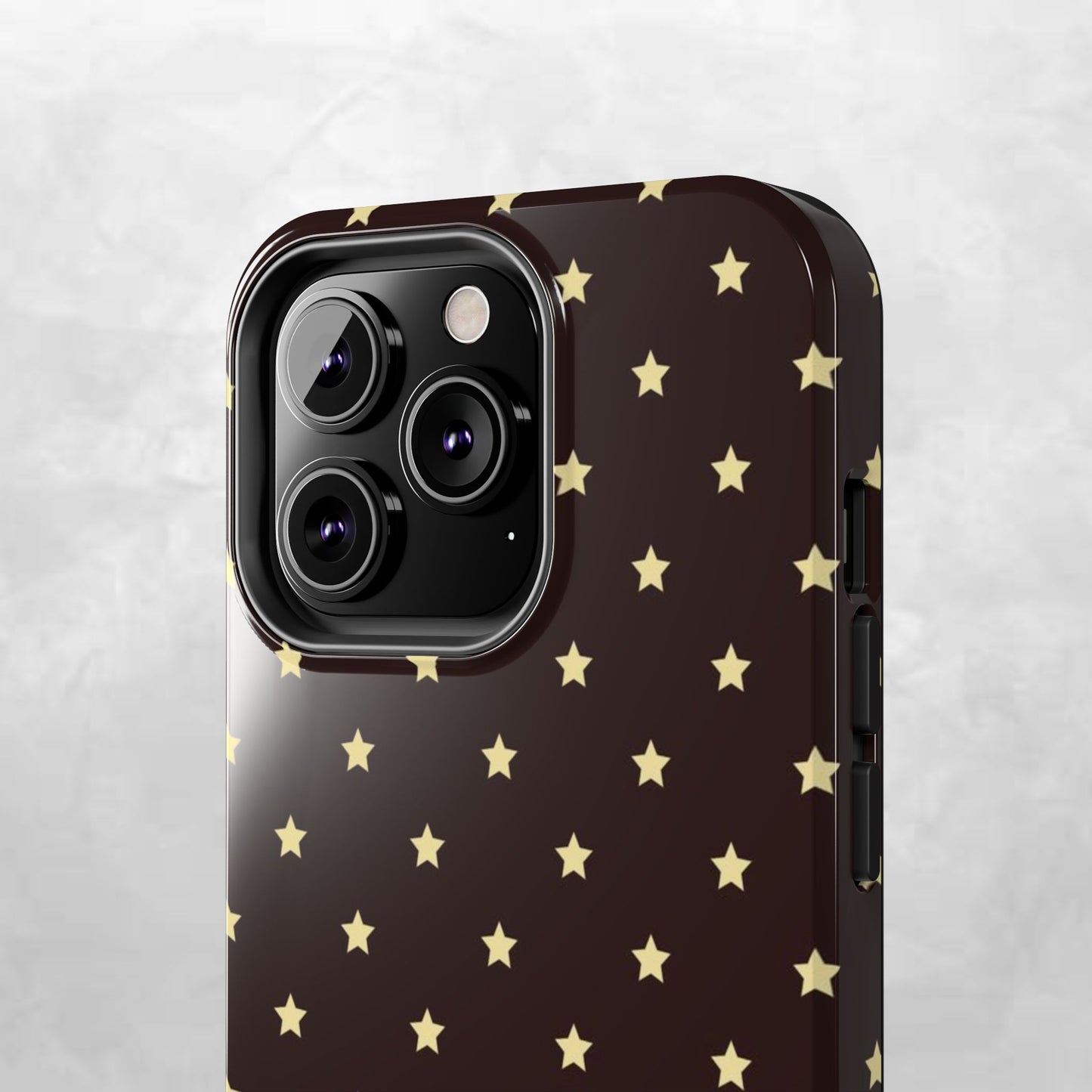 Star Pattern Tough Phone Case — Gold Stars on Chocolate Brown