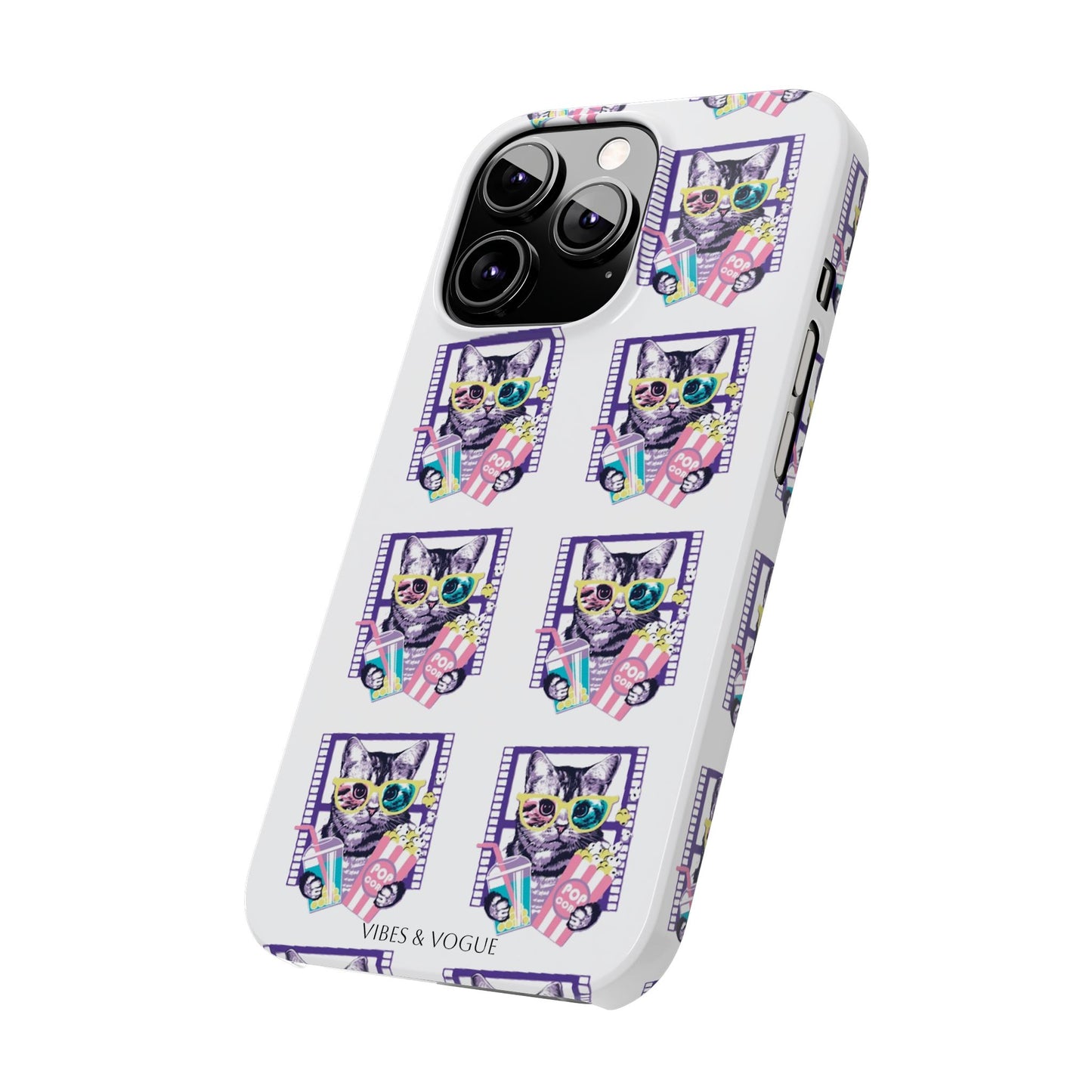 Cat Lover's Slim Phone Cases, Cute Cat Phone Covers, Pet-Themed Accessories, Gifts for Cat Lovers, Vibrant Patterned Cases
